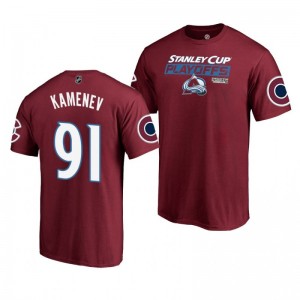 Avalanche Vladislav Kamenev 2019 Stanley Cup Playoffs Bound Body Checking T-Shirt Burgundy - Sale