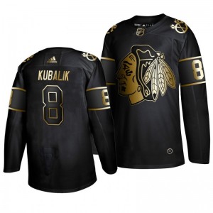 Dominik Kubalik Blackhawks Black Authentic Golden Edition Adidas Jersey - Sale