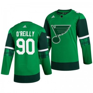 Blues Ryan O'Reilly 2020 St. Patrick's Day Authentic Player Green Jersey - Sale
