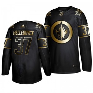 Golden Edition Authentic Player Jets Connor Hellebuyck Black Jersey - Sale