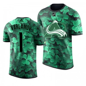 Avalanche Semyon Varlamov St. Patrick's Day Green Lucky Shamrock Adidas T-shirt - Sale