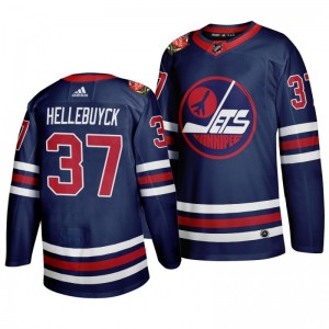 Connor Hellebuyck Jets Navy 2019-20 Heritage WHA Jersey - Sale