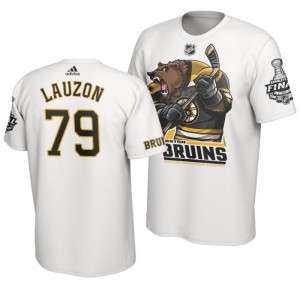 2019 Stanley Cup Final Bruins Jeremy Lauzon Cartoon Mascot T-Shirt - White - Sale