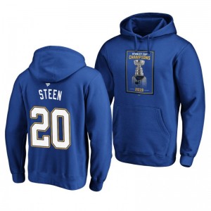 Alexander Steen Blues 2019 Stanley Cup Champions Banner Collection Pullover Royal Hoodie - Sale