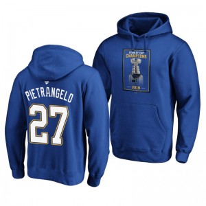 Alex Pietrangelo Blues 2019 Stanley Cup Champions Banner Collection Pullover Royal Hoodie - Sale