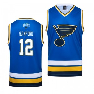 Zach Sanford Blues Blue Hockey Home Tank Top - Sale