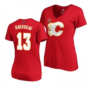 Flames Johnny Gaudreau Women's 2019 Heritage Classic Primary Logo T-Shirt Red - Sale