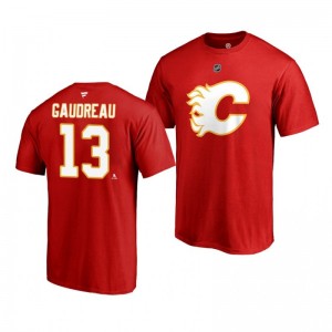 Johnny Gaudreau Flames Alternate Authentic Stack T-Shirt Red - Sale