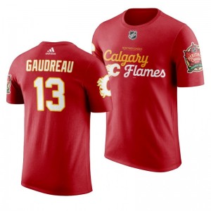 Calgary Flames Johnny Gaudreau 2019 Heritage Classic Saskatchewan Red T-Shirt - Sale