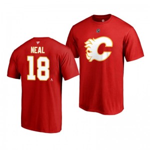 James Neal Flames Alternate Authentic Stack T-Shirt Red - Sale