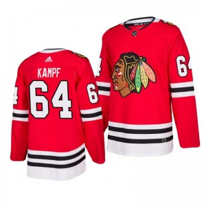 Blackhawks David Kampf #64 2019-20 Home Adidas Authentic Replica Red Jersey - Sale
