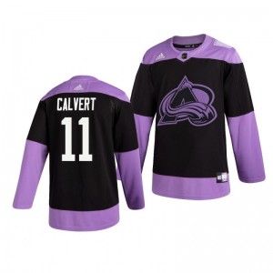 Matt Calvert Avalanche Black Hockey Fights Cancer Practice Jersey - Sale