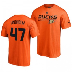 Anaheim Ducks Hampus Lindholm Orange Rinkside Collection Prime Authentic Pro T-shirt - Sale