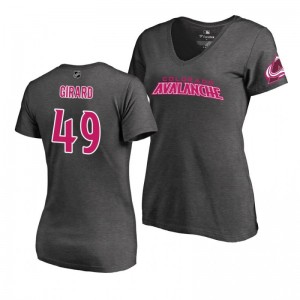 Mother's Day Colorado Avalanche Samuel Girard Pink Wordmark V-Neck Heather Gray T-Shirt - Sale