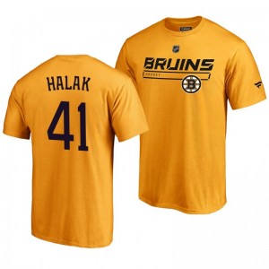Boston Bruins Jaroslav Halak Gold Rinkside Collection Prime Authentic Pro T-shirt - Sale