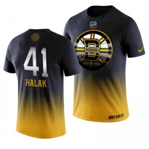 Boston Bruins Yellow Midnight Mascot Jaroslav Halak T-shirt - Sale