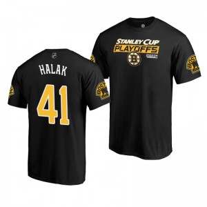 2019 Stanley Cup Playoffs Boston Bruins Jaroslav Halak Black Bound Body Checking T-Shirt - Sale