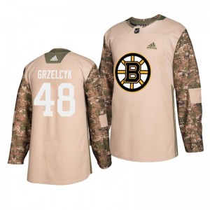 Bruins Matt Grzelcyk Veterans Day Practice Adidas Camo Jersey - Sale
