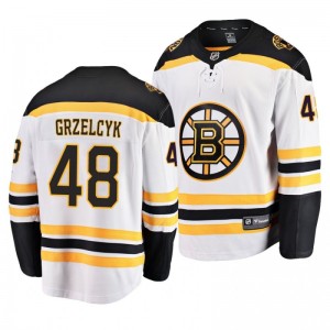 Bruins Matt Grzelcyk White Away Breakaway Away Jersey - Sale
