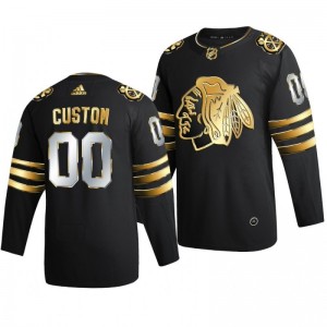 Blackhawks Custom Black 2021 Golden Edition Limited Authentic Jersey - Sale