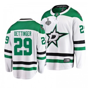 Men Stars Jake Oettinger 2020 Stanley Cup Final Bound Away Player White Jersey - Sale