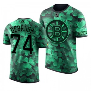 Bruins Jake DeBrusk St. Patrick's Day Green Lucky Shamrock Adidas T-shirt - Sale