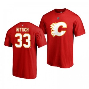 Flames David Rittich Red Alternate Authentic Stack T-Shirt - Sale