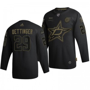 2020 Salute To Service Stars Jake Oettinger Black Authentic Jersey - Sale