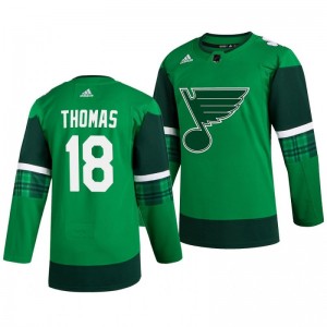 Blues Robert Thomas 2020 St. Patrick's Day Authentic Player Green Jersey - Sale
