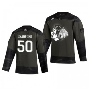 Corey Crawford 2019 Veterans Day Blackhawks Practice Authentic Jersey - Sale