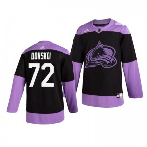 Joonas Donskoi Avalanche Black Hockey Fights Cancer Practice Jersey - Sale