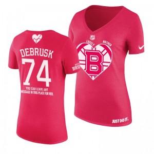 Jake DeBrusk Boston Bruins Mother's Day V-neck Pink T-shirt - Sale