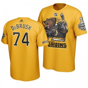 2019 Stanley Cup Final Bruins Jake DeBrusk Cartoon Mascot T-Shirt - Yellow - Sale