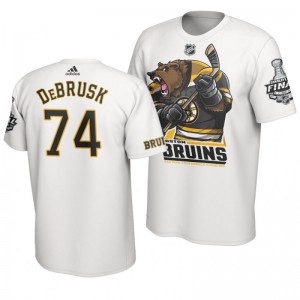 2019 Stanley Cup Final Bruins Jake DeBrusk Cartoon Mascot T-Shirt - White - Sale
