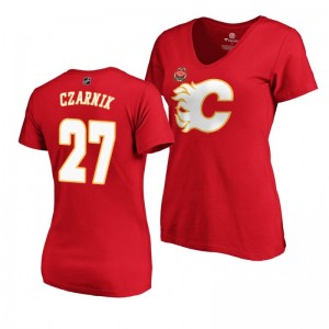 Flames Austin Czarnik Women's 2019 Heritage Classic Primary Logo T-Shirt Red - Sale
