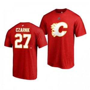 Austin Czarnik Flames Alternate Authentic Stack T-Shirt Red - Sale