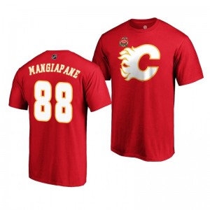 Calgary Flames 2019 Red Heritage Classic Primary Logo Andrew Mangiapane T-Shirt - Sale