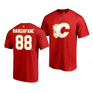 Andrew Mangiapane Flames Alternate Authentic Stack T-Shirt Red - Sale