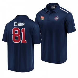 Jets 2019 Heritage Classic Navy Authentic Pro Kyle Connor Polo - Sale